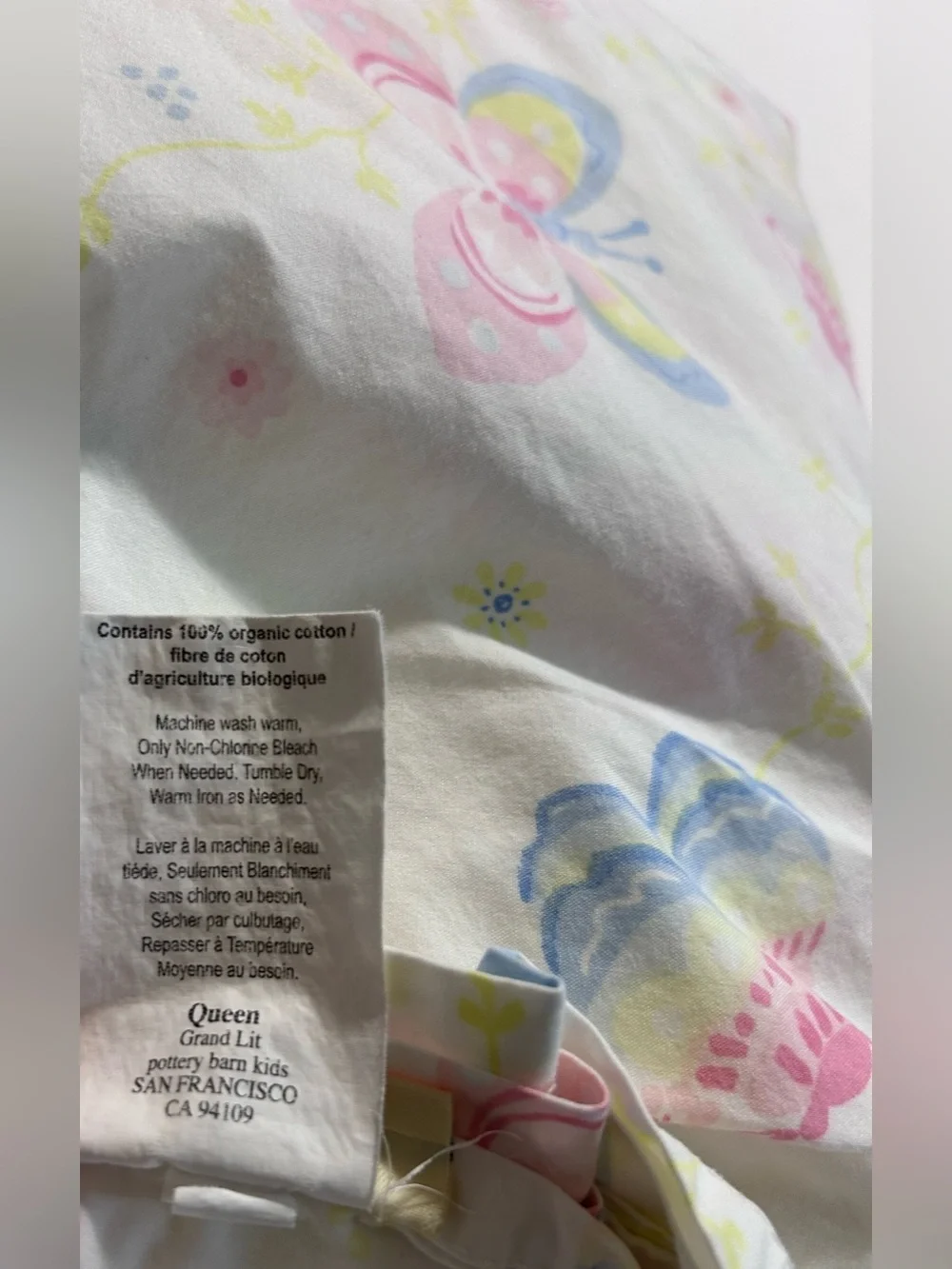 Pottery Barn Kids Girl’s Organic Cotton Butterfly Queen Flat & Fitted Sheet READ
